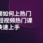 短視頻如何上熱門，突破播放量卡在500的限制，新手快速上手（28節(jié)課）