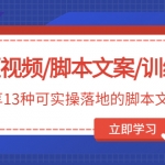 短視頻/腳本文案/訓(xùn)練營：分享13種可實(shí)操落地的腳本文案架構(gòu)