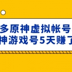 外面賣(mài)2980的拼多多原神虛擬帳號(hào)項(xiàng)目：賣(mài)原神游戲號(hào)5天賺了2萬(wàn)