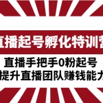 直播起號(hào)孵化特訓(xùn)營(yíng)：直播手把手0粉起號(hào) 提升直播團(tuán)隊(duì)賺錢能力