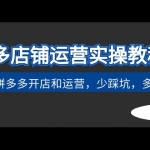拼多多店鋪運(yùn)營實(shí)操教程：快速學(xué)會拼多多開店和運(yùn)營，少踩坑，多盈利