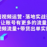 短視頻運(yùn)營·落地實(shí)戰(zhàn)課 讓賬號有更多的流量（短視頻流量+帶貨出單實(shí)操）