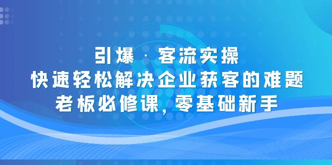 引爆·客流實(shí)操：快速輕松解決企業(yè)獲客的難題，老板必修課，零基礎(chǔ)新手