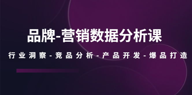 品牌-營銷數(shù)據(jù)分析課，行業(yè)洞察-競品分析-產(chǎn)品開發(fā)-爆品打造