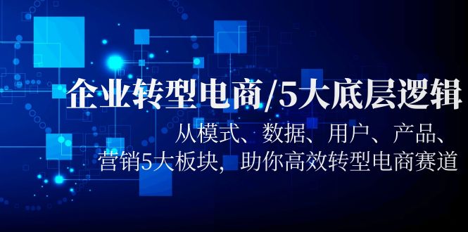 企業(yè)轉(zhuǎn)型電商/5大底層邏輯，從模式 數(shù)據(jù) 用戶 產(chǎn)品 營銷5大板塊，高效轉(zhuǎn)型