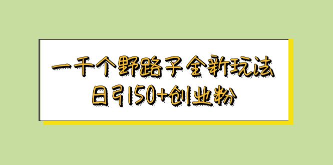 一千個野路子全新玩法 日引50+創(chuàng)業(yè)粉