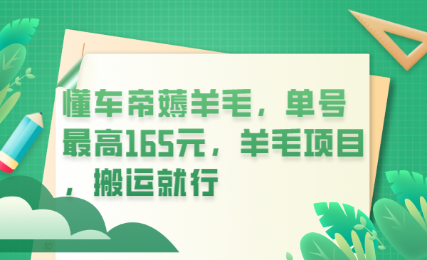 懂車帝薅羊毛，單號最高165元，羊毛項目，搬運就行