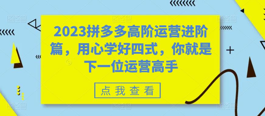 2023拼多多高階運營進(jìn)階篇，用心學(xué)好四式，你就是下一位運營高手