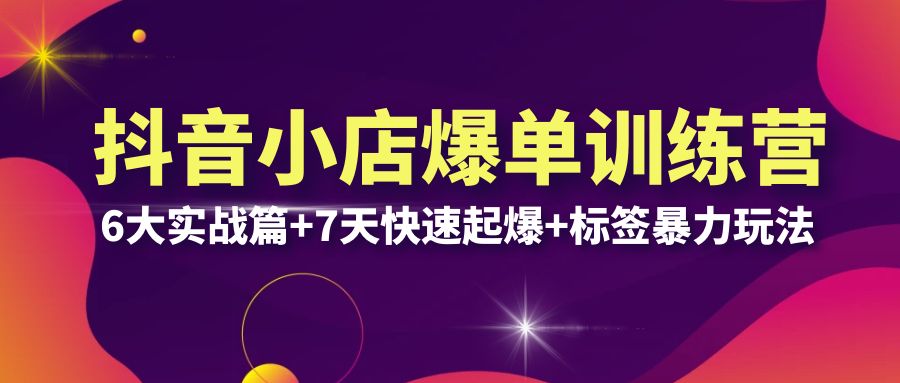 抖音小店爆單訓(xùn)練營VIP線下課：6大實戰(zhàn)篇+7天快速起爆+標(biāo)簽暴力玩法(32節(jié))