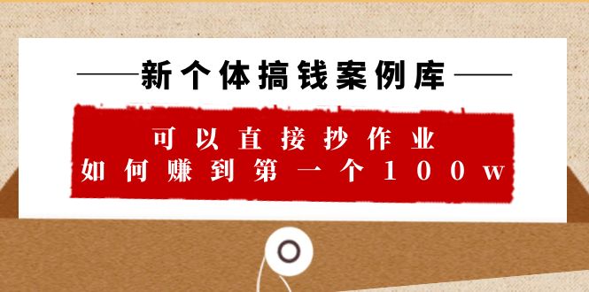 新個體 搞錢案例 庫，可以直接抄作業(yè) 如何賺到第一個100w（29節(jié)視頻+文檔）