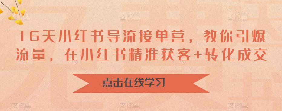 16天-小紅書 導流接單營，教你引爆流量，在小紅書精準獲客+轉化成交