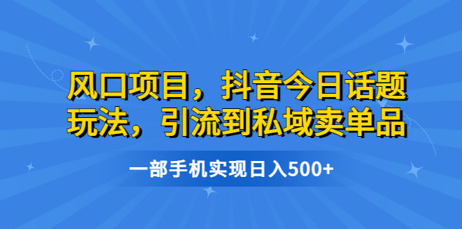 風口項目，抖音今日話題玩法，引流到私域賣單品，一部手機實現(xiàn)日入500+