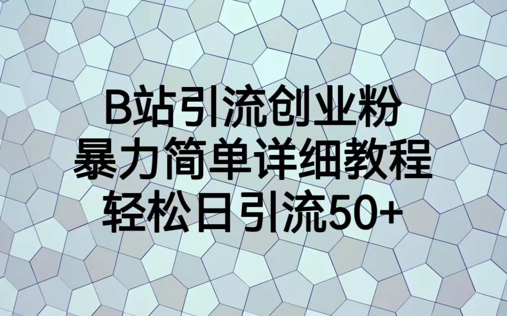 B站引流創(chuàng)業(yè)粉，暴力簡(jiǎn)單詳細(xì)教程，輕松日引流50+