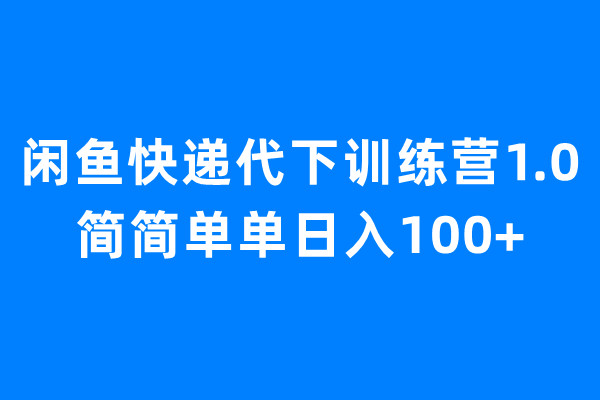 閑魚(yú)快遞代下訓(xùn)練營(yíng)1.0，簡(jiǎn)簡(jiǎn)單單日入100+