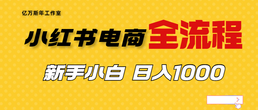 外面收費4988的小紅書無貨源電商從0-1全流程，日入1000＋