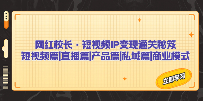 網(wǎng)紅校長·短視頻IP變現(xiàn)通關(guān)秘笈：短視頻篇+直播篇+產(chǎn)品篇+私域篇+商業(yè)模式