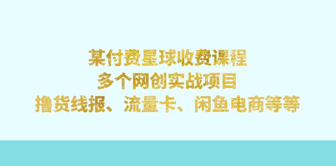 某付費(fèi)星球課程：多個(gè)網(wǎng)創(chuàng)實(shí)戰(zhàn)項(xiàng)目，擼貨線報(bào)、流量卡、閑魚電商等等