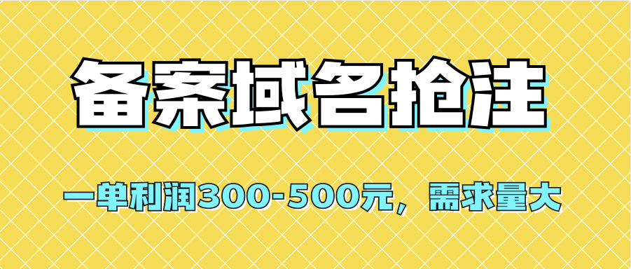 【全網(wǎng)首發(fā)】備案域名搶注，一單利潤(rùn)300-500元，需求量大