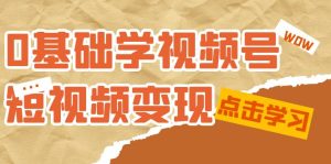 0基礎(chǔ)學(xué)-視頻號短視頻變現(xiàn)：適合新人學(xué)習(xí)的短視頻變現(xiàn)課（10節(jié)課）