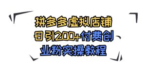 拼多多虛擬店鋪日引200+付費創(chuàng)業(yè)粉實操教程