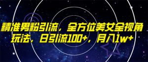 精準(zhǔn)男粉引流，全方位美女全視角玩法，日引流100+，月入1w
