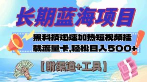 藍海項目，黑科技快速提高視頻熱度掛載流量卡 日入500+【附渠道+工具】