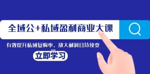 全域公+私域盈利商業(yè)大課，有效提升私域復購率，放大利潤且持續(xù)變現