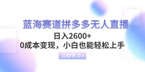 藍海賽道拼多多無人直播，日入2600+，0成本變現(xiàn)，小白也能輕松上手