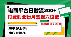 電商平臺日截流200+付費創(chuàng)業(yè)粉，月變現(xiàn)六位數(shù)簡單好上手！