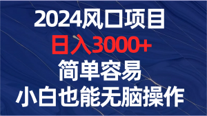 2024風(fēng)口項目，日入3000+，簡單容易，小白也能無腦操作