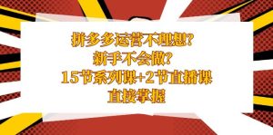 拼多多運營不理想？新手不會做？15節(jié)系列課+2節(jié)直播課，直接掌握