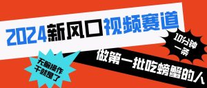 2024新風口視頻賽道 做第一批吃螃蟹的人 10分鐘一條原創(chuàng)視頻 小白無腦操作1