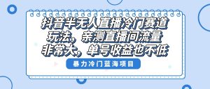 抖音半無人直播冷門賽道玩法，直播間流量非常大，單號(hào)收益也不低！