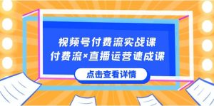 視頻號付費流實戰(zhàn)課，付費流×直播運營速成課，讓你快速掌握視頻號核心運..