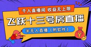 爆火飛躍十三號房半無人直播，一場直播上千人，日入過萬！（附軟件）