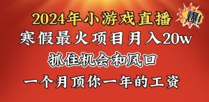 2024年寒假爆火項目，小游戲直播月入20w+，學(xué)會了之后你將翻身
