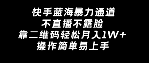 快手藍(lán)海暴力通道，不直播不露臉，靠二維碼輕松月入1W+，操作簡(jiǎn)單易上手