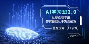 AI學習班2.0：從菜鳥到學霸，夯實基礎(chǔ)從干貨到硬貨，重在應(yīng)用（17節(jié)課）