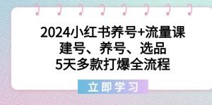 2024小紅書養(yǎng)號+流量課：建號、養(yǎng)號、選品，5天多款打爆全流程
