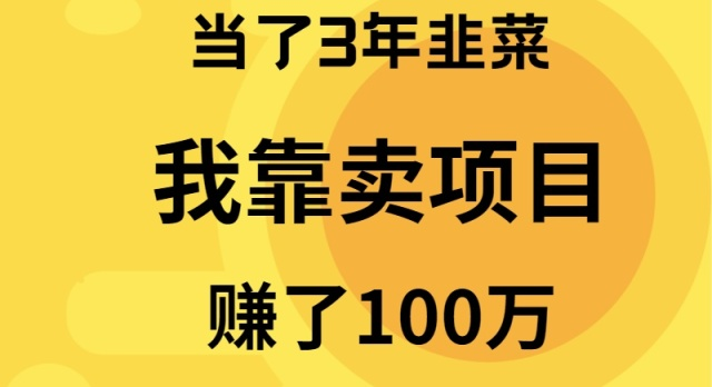 當了3年韭菜，我靠賣項目賺了100萬