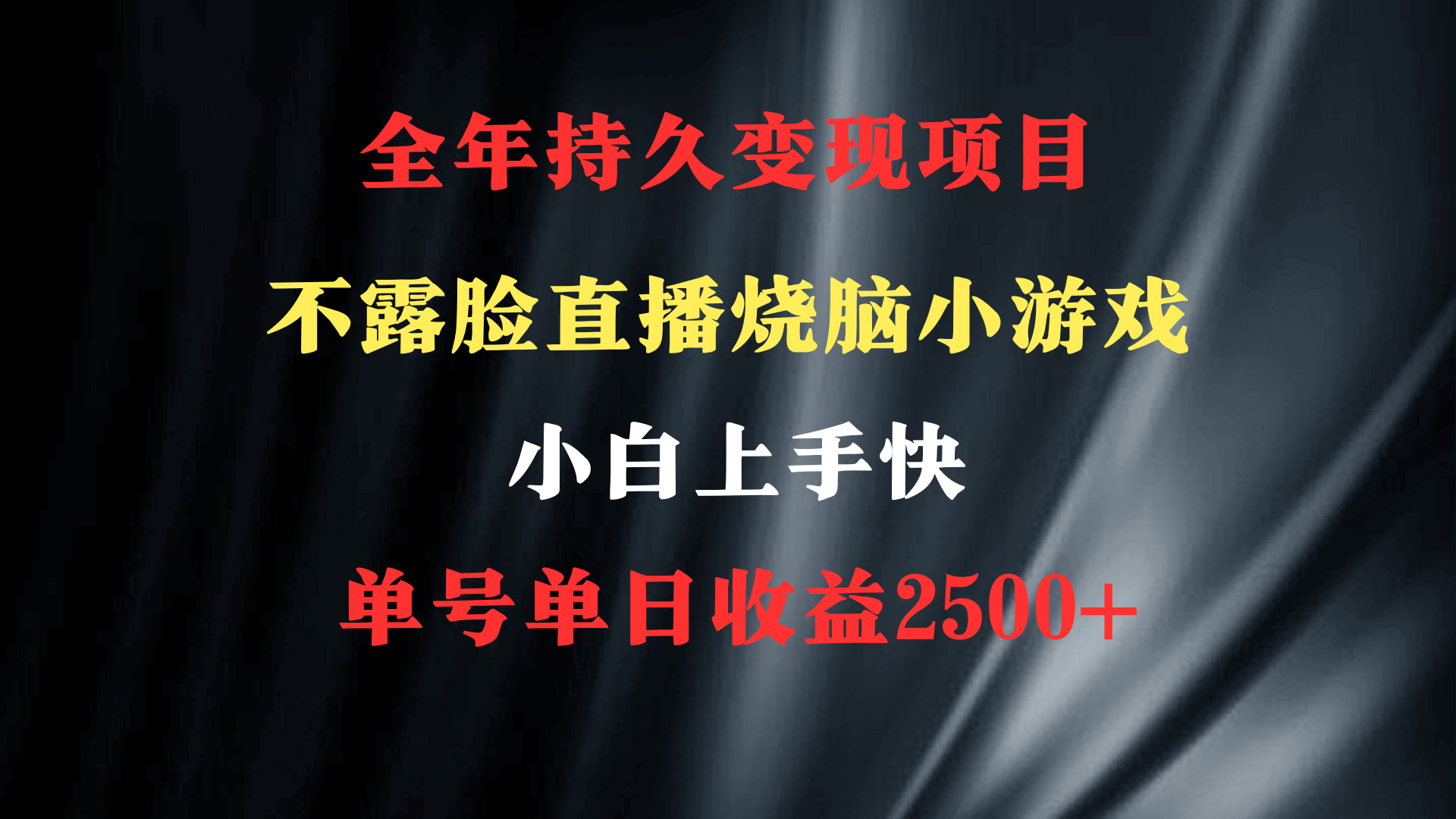 2024年 最優(yōu)項目，燒腦小游戲不露臉直播  小白上手快 無門檻 一天收益2500+