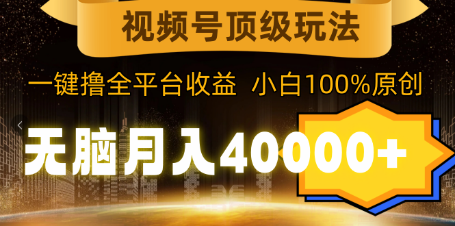 視頻號(hào)頂級(jí)玩法，無(wú)腦月入40000+，一鍵擼全平臺(tái)收益，純小白也能100%原創(chuàng)