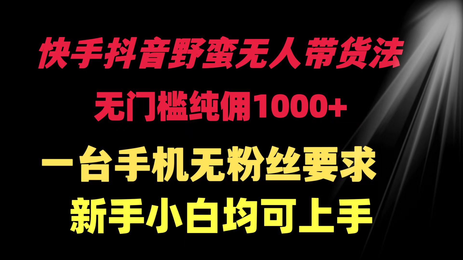 快手抖音野蠻無人帶貨法 無門檻純傭1000+ 一臺手機無粉絲要求新手小白…