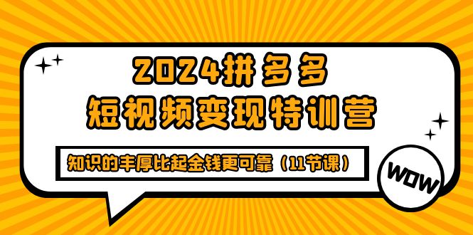 2024拼多多短視頻變現(xiàn)特訓(xùn)營，知識的豐厚比起金錢更可靠（11節(jié)課）
