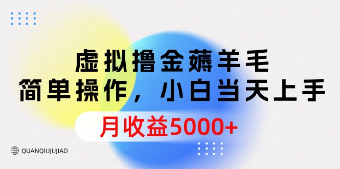 虛擬擼金薅羊毛，簡單操作，小白當(dāng)天上手，月收益5000+
