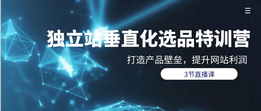 獨立站-垂直化選品訓(xùn)練營，打造產(chǎn)品壁壘，提升網(wǎng)站利潤（3節(jié)直播課）