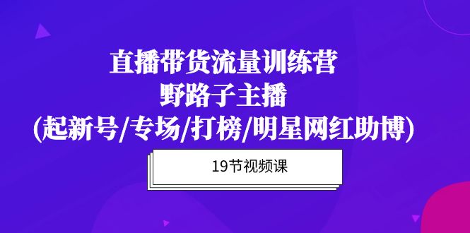直播帶貨流量特訓營，野路子主播(起新號/專場/打榜/明星網(wǎng)紅助博)19節(jié)課