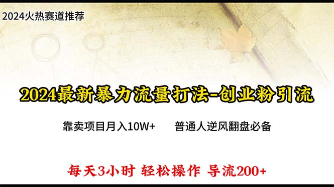 2024年最新暴力流量打法，每日導入300+，靠賣項目月入10W+