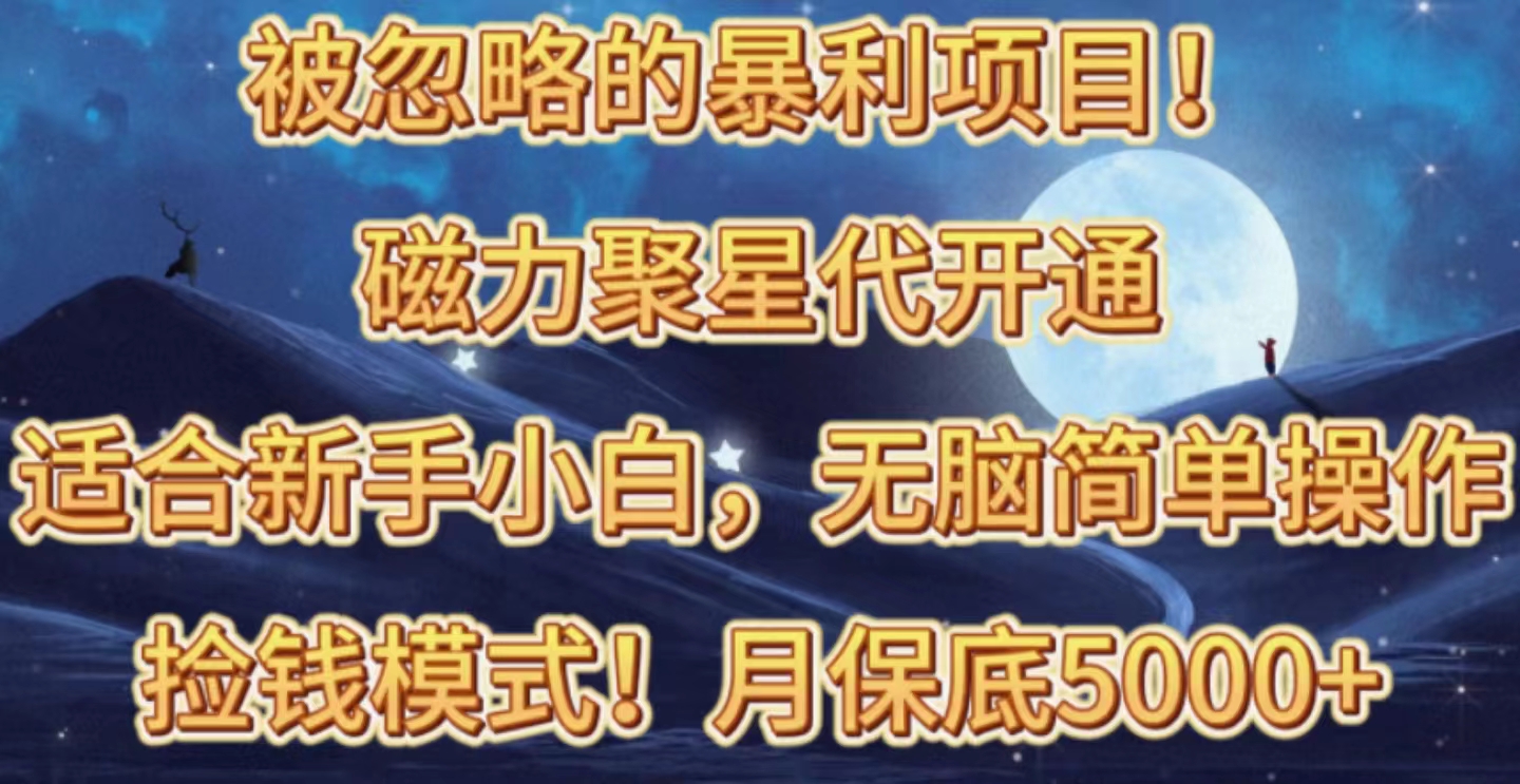 被忽略的暴利項(xiàng)目！磁力聚星代開通撿錢模式，輕松月入五六千