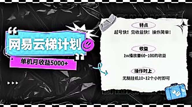 2024網(wǎng)易云云梯計(jì)劃 單機(jī)日300+ 無腦月入5000+